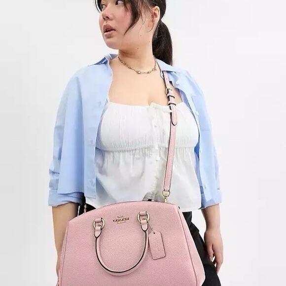 NWT Coach Savannah Leather Carryall Satchel Bag Gold/Powder Pink CAL56 - Picture 7 of 13